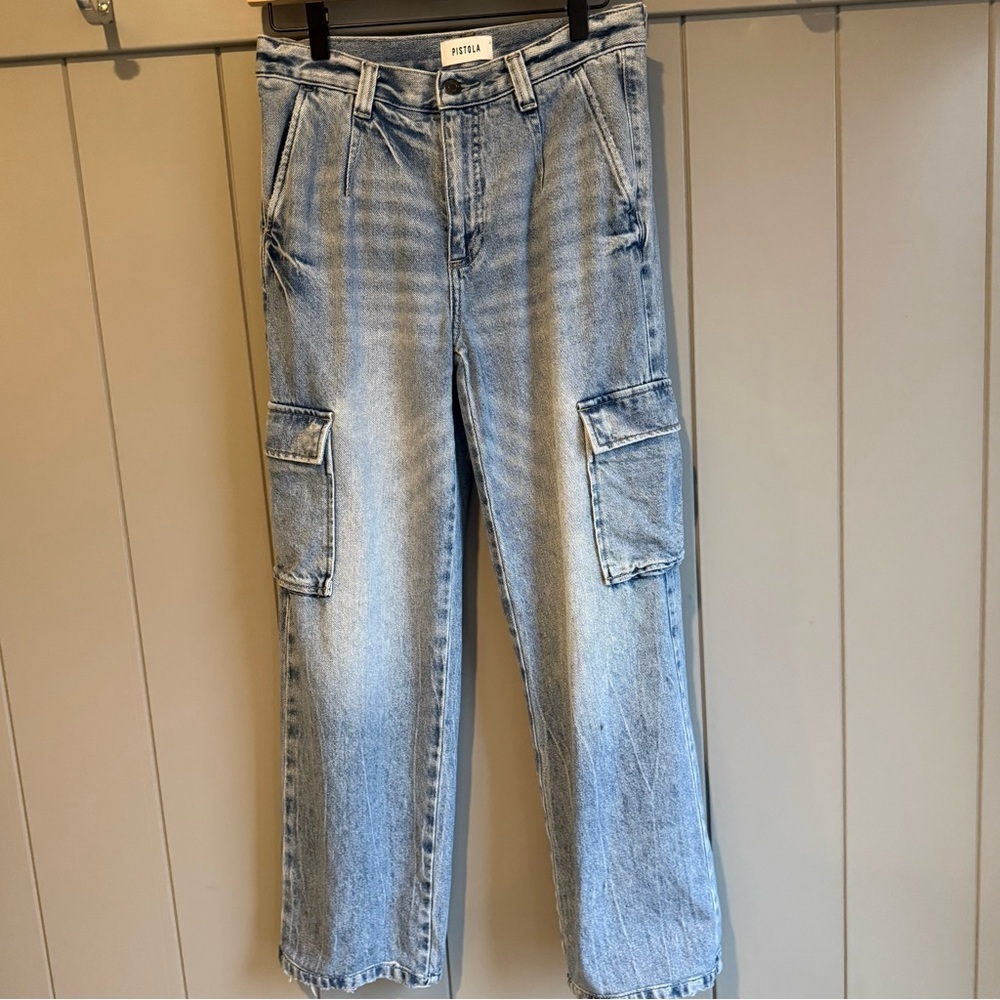 Pistola Bobbie Cargo Regent Wide Leg Trouser Jean Size 24 High Rise Utility - Picture 3 of 16